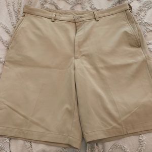 Haggar flat front tan shorts